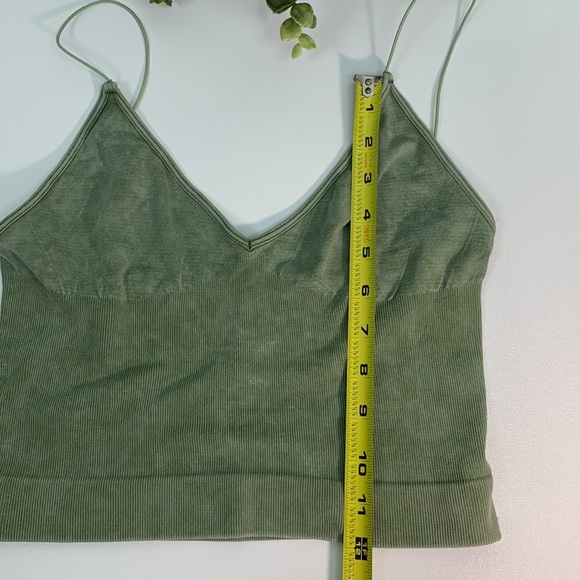 Free People Intimately Brami Sage Green Spaghetti Strap Tube Crop Top Sz M / L - Picture 9 of 9